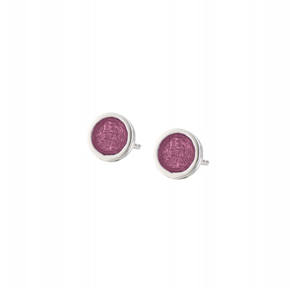 Handmade circle stud earrings in silver 950 with purple enamel KON-S2S10