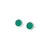 Handmade circle stud earrings in silver 950 with green enamel KON-S2S5
