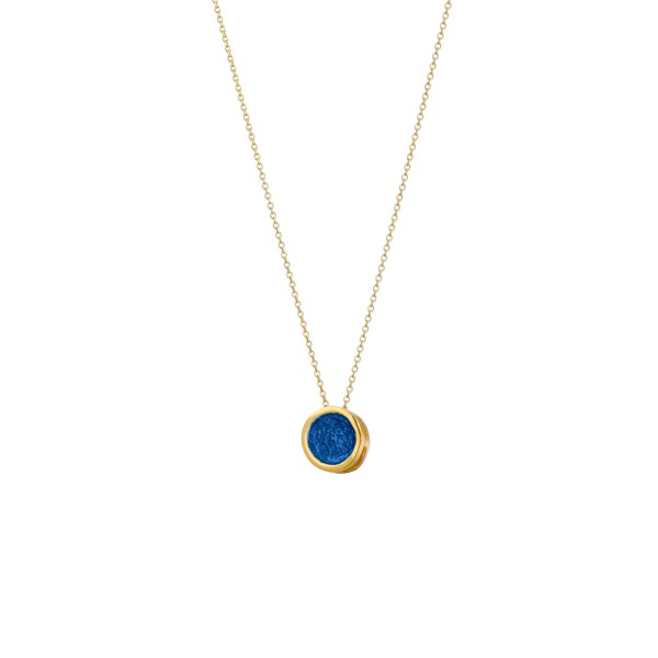 Handmade circle Pendant in silver 950 gold plated with dark blue enamel KON-A38M8X