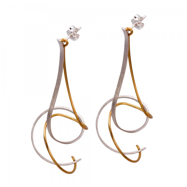 Double silver 925 earrings handmade gold plated