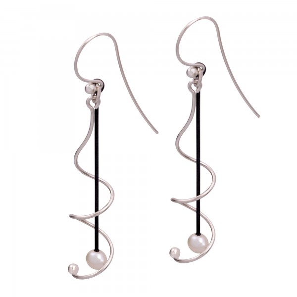 Silver 925 earrings handmade oxidized with pearl
