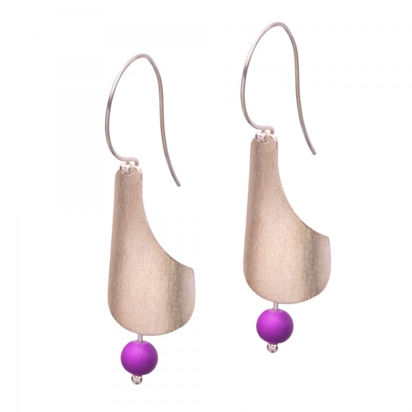 Silver 925 earrings handmade purple bead