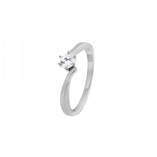 Single stone ring silver 925° with zircons PS/9A-RG071-1