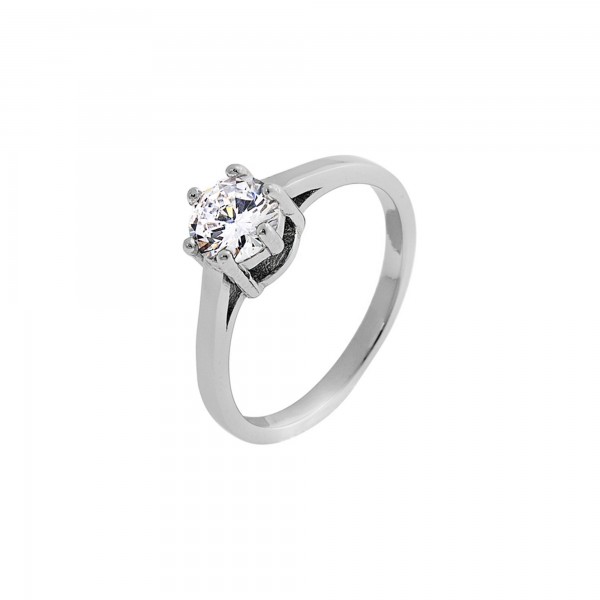 Single stone ring silver 925° with zircons PS/9A-RG069-1