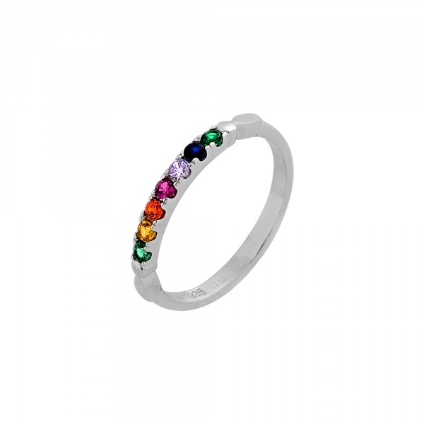 Δαχτυλίδι Rainbow ασήμι 925° με πολύχρωμα ζιργκόν PS/8B-RG099-1O