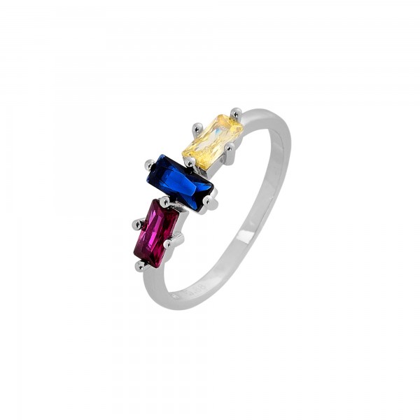 Ring Rainbow silver 925° with multicolor zircons 8B-RG100-1O
