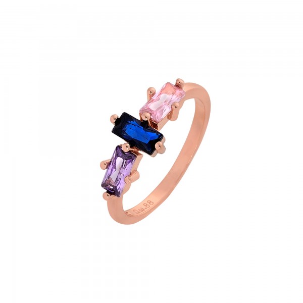 Ring Rainbow rose gold silver 925° with multicolor zircons PS/8B-RG100-2O