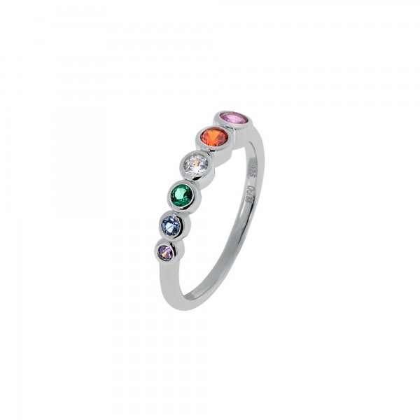 Δαχτυλίδι Rainbow ασήμι 925° με πολύχρωμα ζιργκόν PS/8TA-RG007-1O