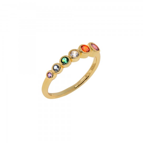 Ring Rainbow gold silver 925° with multicolor zirconsPS/8TA-RG007-3O