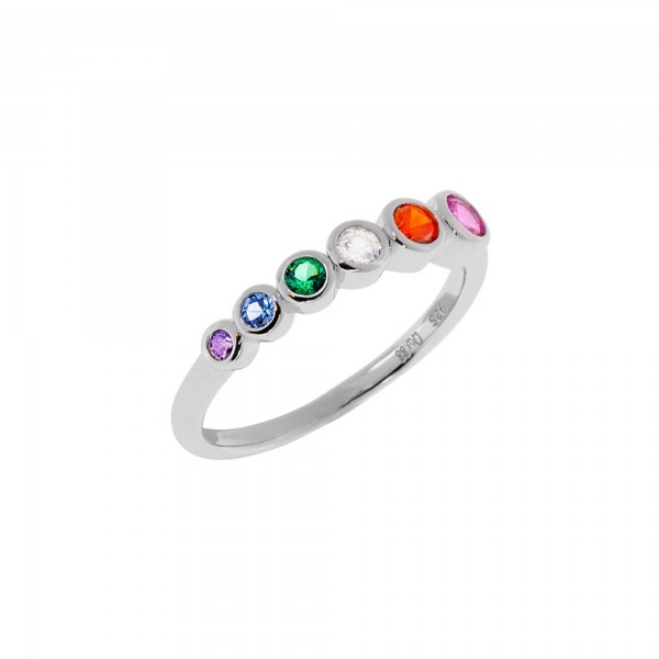 Δαχτυλίδι Rainbow ασήμι 925° με πολύχρωμα ζιργκόν PS/8TA-RG007-1O