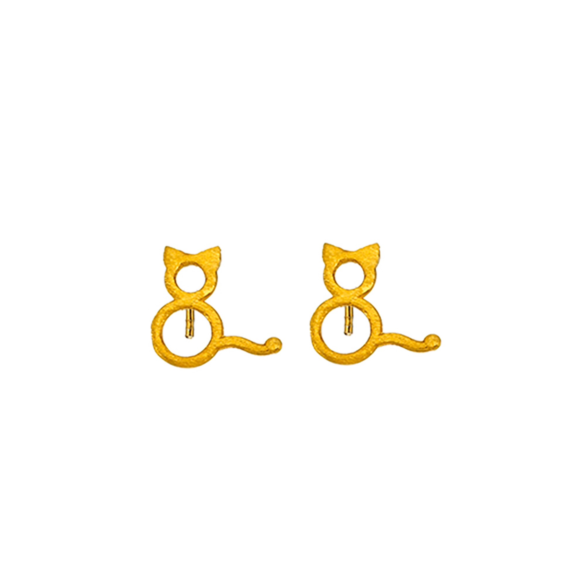 Love GOLD 9ct Gold Cat Stud Earrings  verycouk