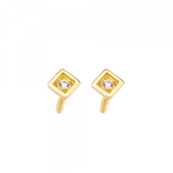 Handmade Stud Earrings 14K Yellow Gold KRI-S/E193