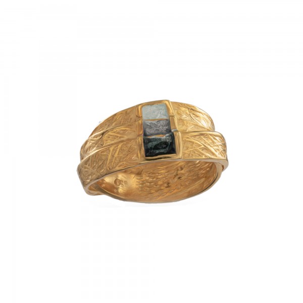 Δαχτυλίδι χειροποίητο σφυρήλατο ασήμι 950 με διπλή επιχρύσωση 24Κ και σμάλτο KON-78E